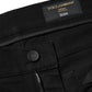 Black Cotton Mid Waist Skinny Men Denim Jeans