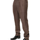 Brown Wool Mid Waist Dress Trouser Pants