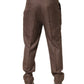 Brown Wool Mid Waist Dress Trouser Pants