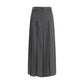 Pleated long Skirt in virgin wool techno gauze