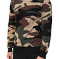 Multicolor Camouflage Crew Neck Men Pullover Sweater