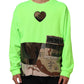 Green Patchwork Men Sweatshirt Sweater