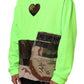 Green Patchwork Men Sweatshirt Sweater