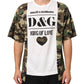 White Logo Camouflage Crew Neck Men T-shirt