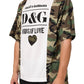 White Logo Camouflage Crew Neck Men T-shirt