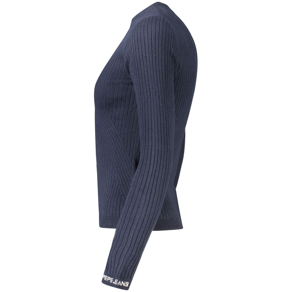 Blue Cotton Women Sweater