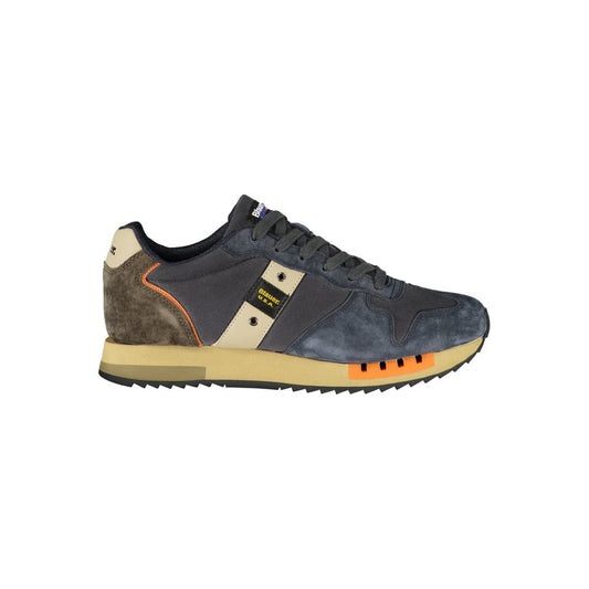 Blue Leather Men Sneaker