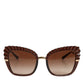 DG6131 Plissé Brown Butterfly Square Shades Sunglasses