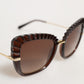 DG6131 Plissé Brown Butterfly Square Shades Sunglasses
