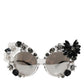 Transparent DG4292 Round Crystal Flowers Sunglasses
