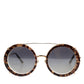 DG2198 Brown Leopard Print Gradient Round Sunglasses