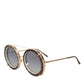 DG2198 Brown Leopard Print Gradient Round Sunglasses