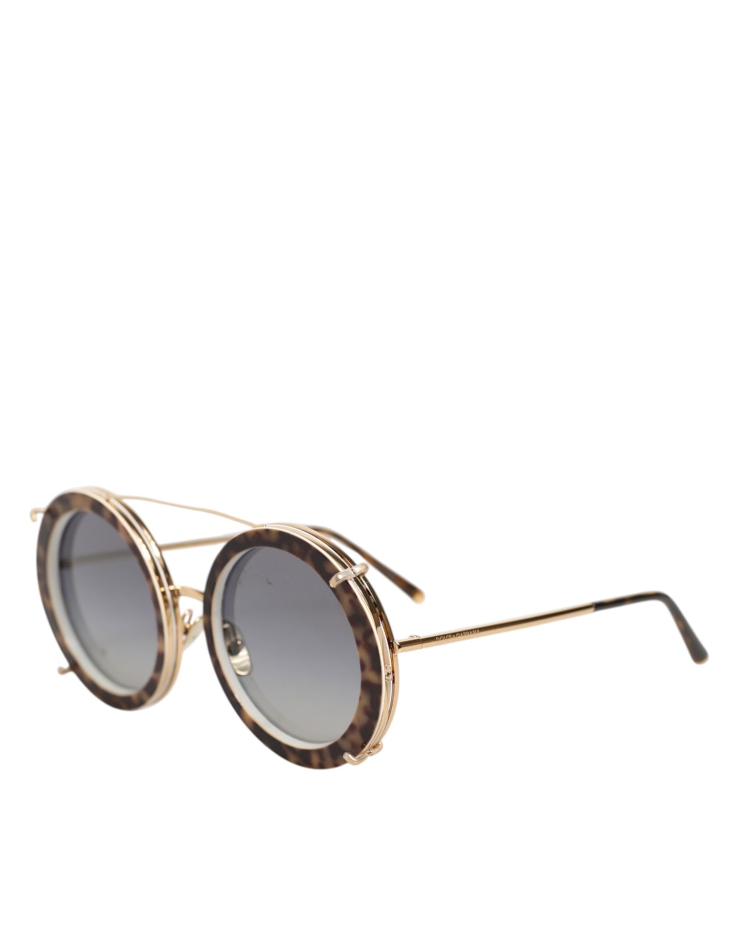 DG2198 Brown Leopard Print Gradient Round Sunglasses