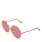 Pink Gold Metal Round Shades Eyewear Sunglasses