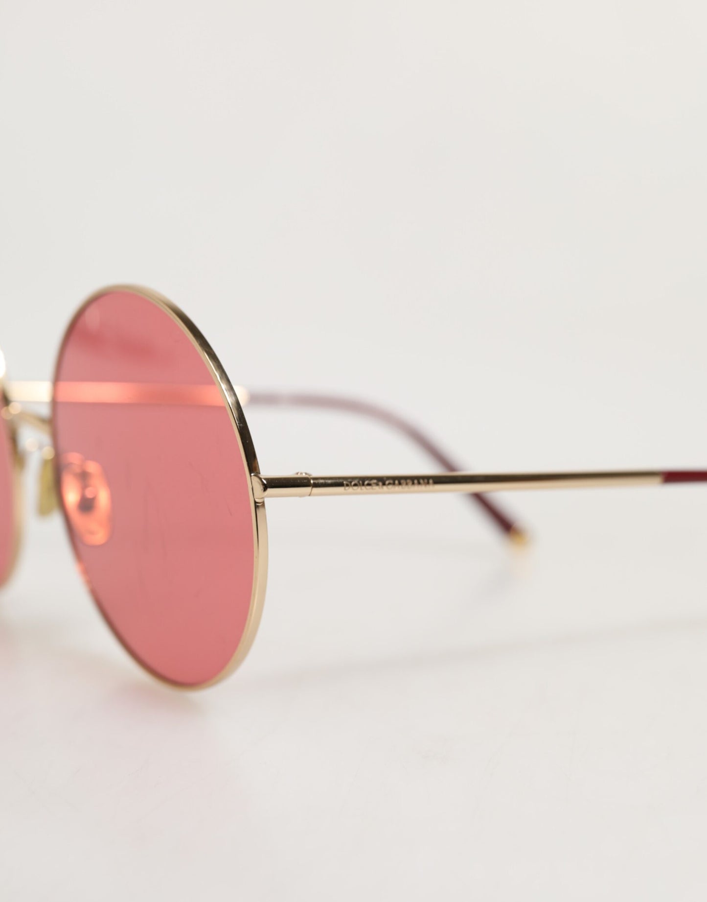 Pink Gold Metal Round Shades Eyewear Sunglasses