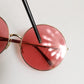 Pink Gold Metal Round Shades Eyewear Sunglasses