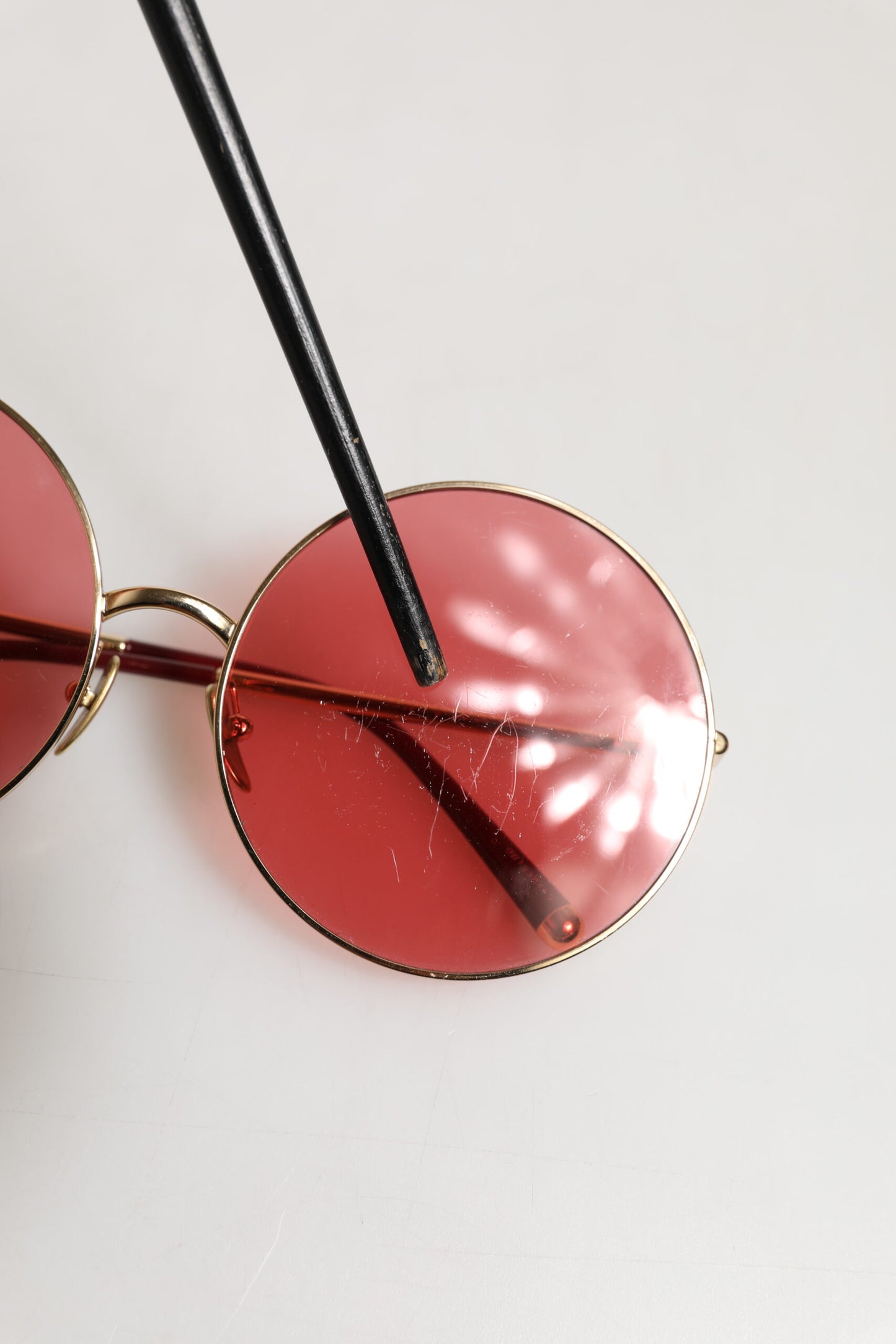 Pink Gold Metal Round Shades Eyewear Sunglasses
