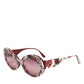 Floral Printed Acetate Oval Eyewear Sunglasses