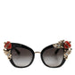DG4319F Red Sacred Heart Crystal Butterfly Sunglasses