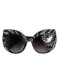 Black Silver Sequin Butterfly Polarized Sunglasses