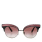 Black Pink Mirrored Cat Eye Sequined Sunglasses