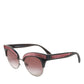 Black Pink Mirrored Cat Eye Sequined Sunglasses