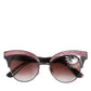 Black Pink Mirrored Cat Eye Sequined Sunglasses