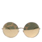 Gold Metal Round Shades Eyewear Sunglasses