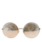 DG2215K Gold Metal Round Shades Eyewear Sunglasses