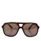 Dark Brown Tortoise Shell Pilot Frame Sunglasses