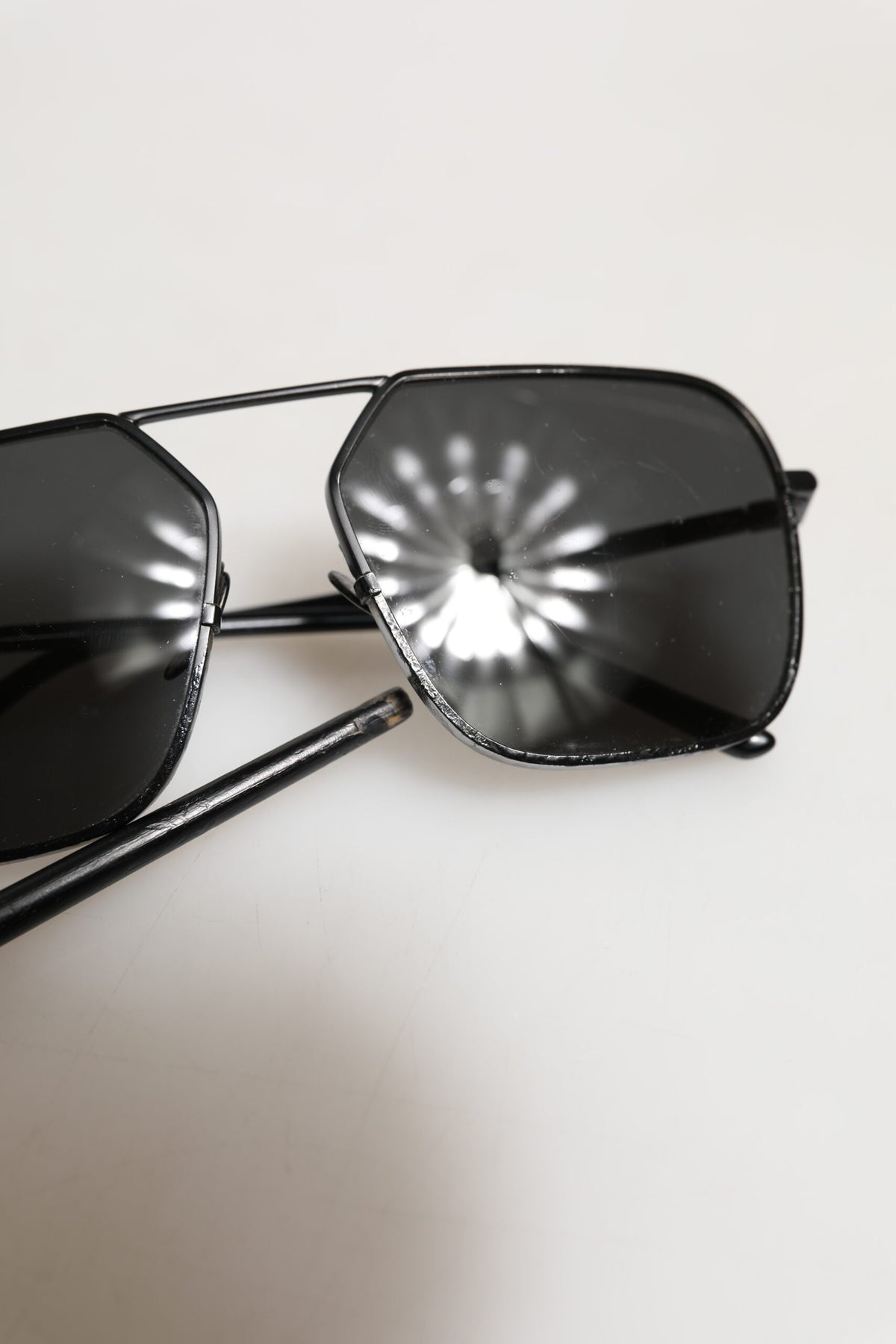 Black Metal Frame Square Lenses Shades Eyewear Sunglasses