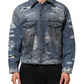 Blue Cotton Tattered Denim Blouson Jacket