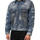 Blue Cotton Tattered Denim Blouson Jacket