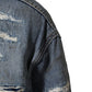 Blue Cotton Tattered Denim Blouson Jacket