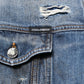 Blue Cotton Tattered Denim Blouson Jacket