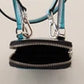 Blue Leather Cross Body Neck Strap Card Slot Phone Pocket
