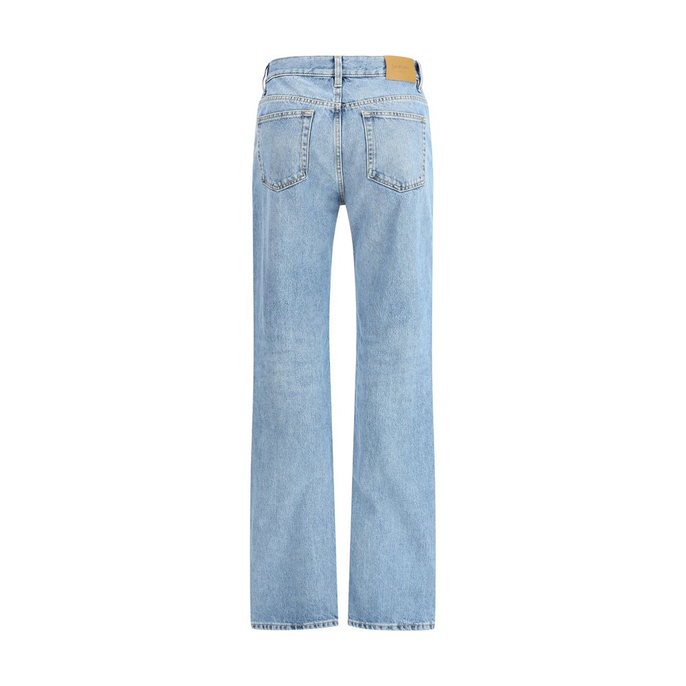 Light Blue Cotton Straight-Leg Jeans