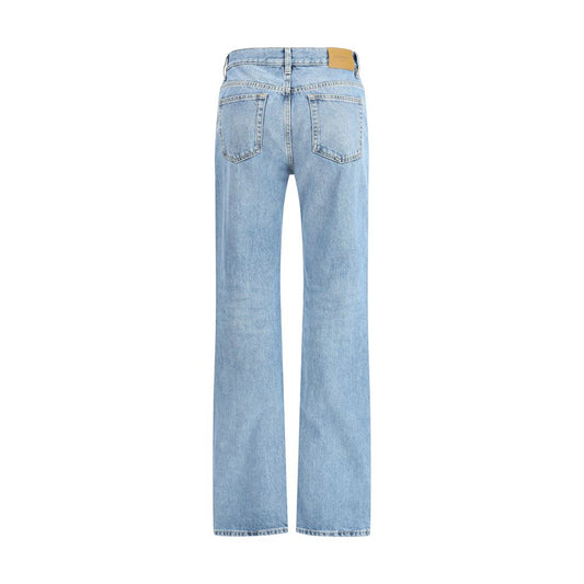 Light Blue Cotton Straight-Leg Jeans