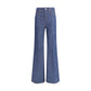 Blue Cotton Flared Jeans