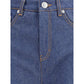 Blue Cotton Flared Jeans