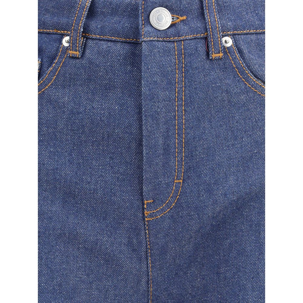 Blue Cotton Flared Jeans