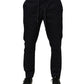Black Mid Waist Drawstring Men Jogger Pants