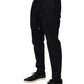 Black Mid Waist Drawstring Men Jogger Pants