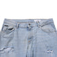 Blue Cotton Distressed Slim Fit Denim Jeans