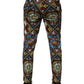 Multicolor Stained Glass Window Style Print Men Pants