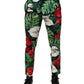 Multicolor Floral Print Cotton Tapered Pants