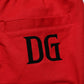 Red Cotton MidWaist Drawstring Bermuda Pants