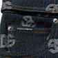 Blue Logo Print Straight Denim Men Jeans