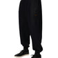 Black Cotton Blend Drawstring Jogger Jogger Pants