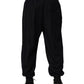 Black Cotton Blend Drawstring Jogger Jogger Pants
